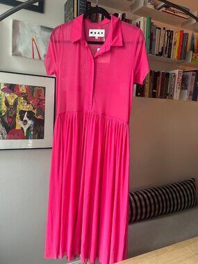 Wray Hot Pink Mesh Shirtdress - XL